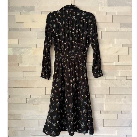 FRNCH PARIS Ditsy Floral Print Button Front Midi Shirt Dress Removable Belt S - Picture 2 of 7